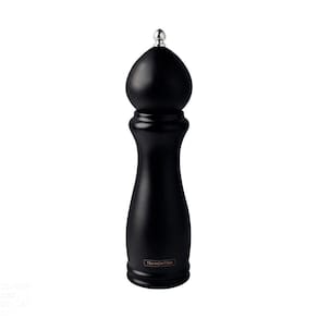Moedor De Pimenta E Sal Churrasco Black Em Cerâmica Com Recipiente De Madeira 8"