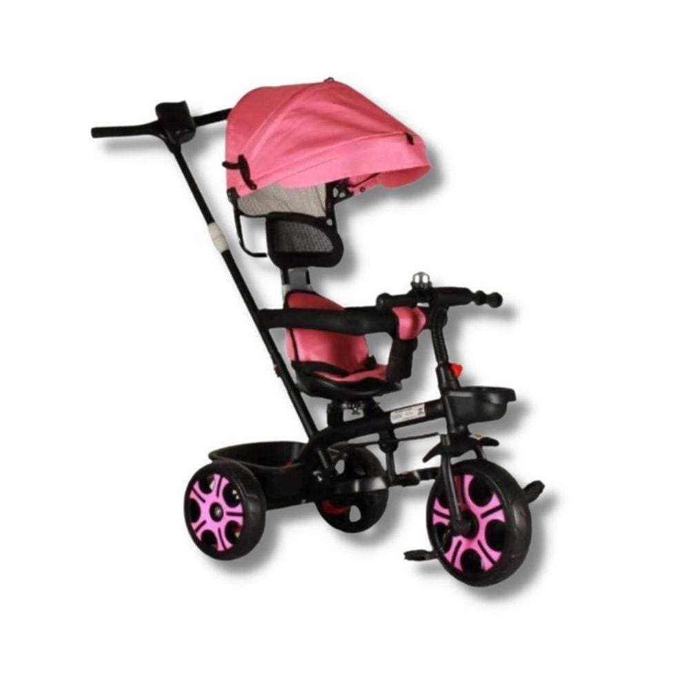 Triciclo Motoca Infantil Passeio Empurrador Pedal Som Rosa