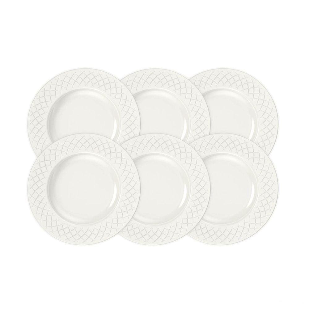 Kit Prato Sobremesa Tramontina Ingrid Em Porcelana Decorada 21 Cm 06 Peças Tramontina