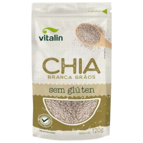Kit 3X: Chia em Grãos Branca Sem Glúten Vitalin 120g