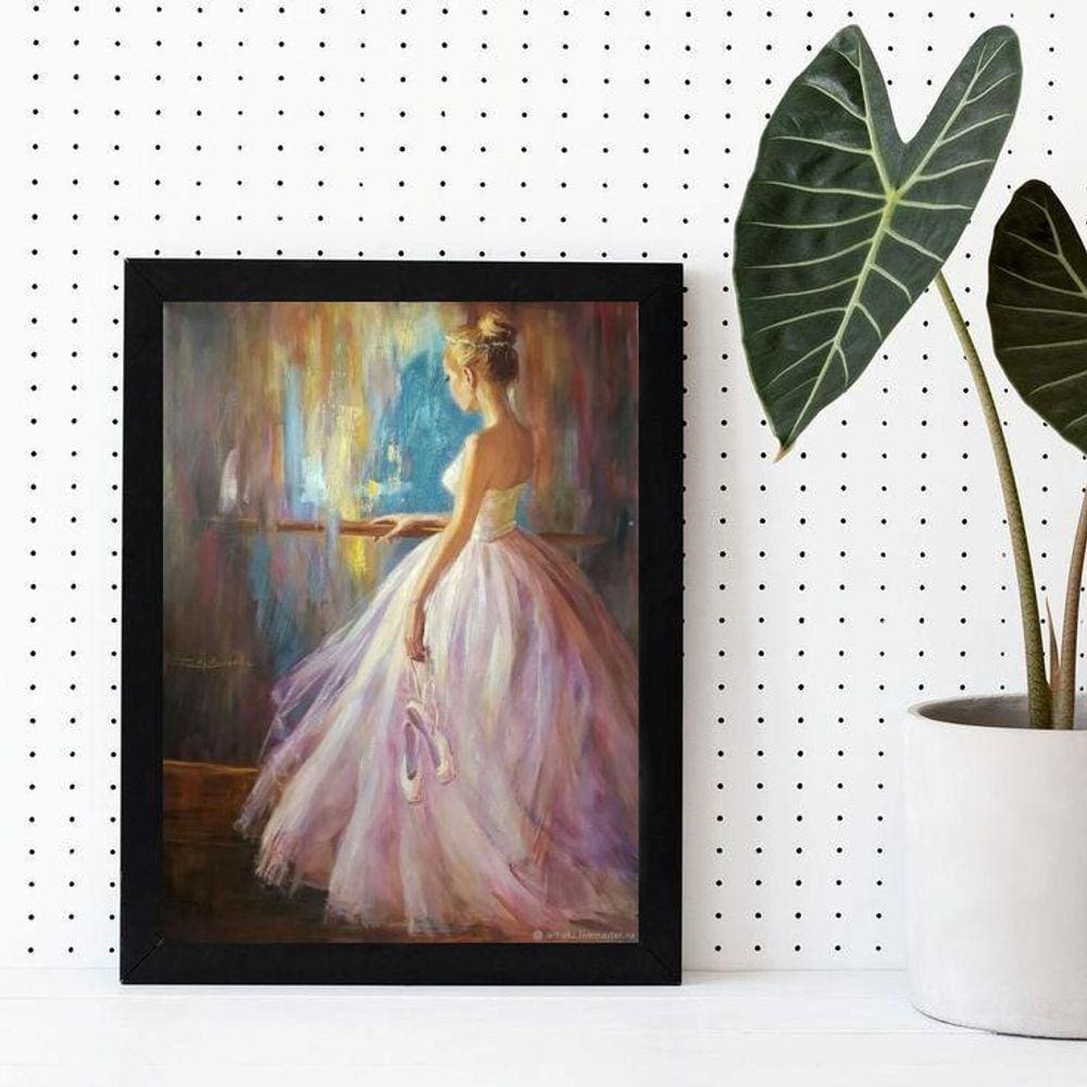 Quadro decorativo bailarina 24x18cm - Madeira preta
