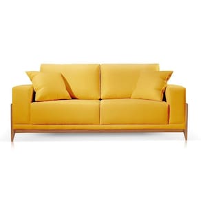 Sofá 2 Lugares Fixo Living Bellagio Veludo Amarelo 18 1,90m