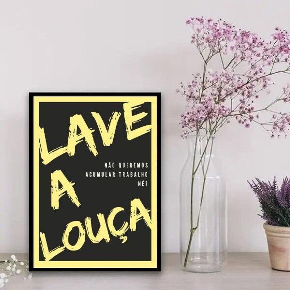 Quadro Para Cozinha Lave A Louça 45X34Cm - Com Vidro