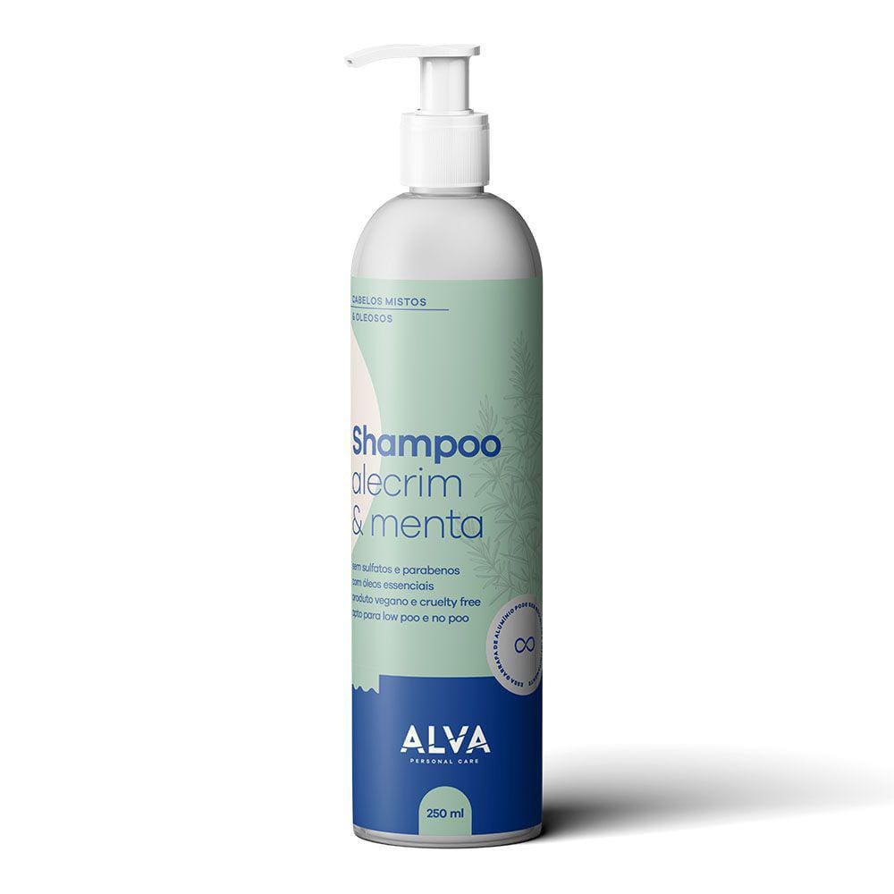 Kit 2X: Shampoo Vegano Alecrim e Menta Alva 250ml