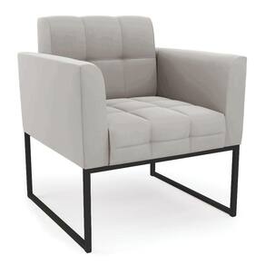 Poltrona Elisa Veludo Cinza Base Metálica Industrial Preto - D`Rossi