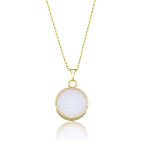 Colar Pingente Sal Grosso Banhado a Ouro 18k