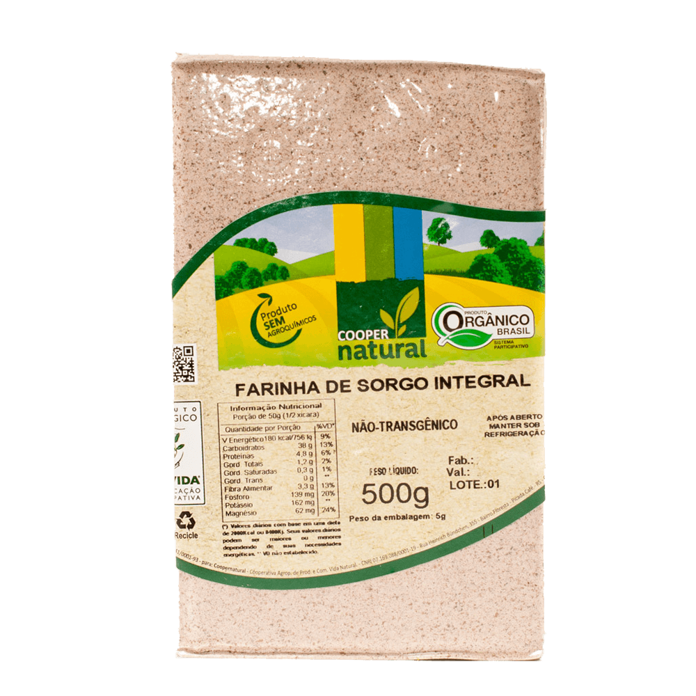 Farinha de Sorgo Integral Orgânico Coopernatural 500g