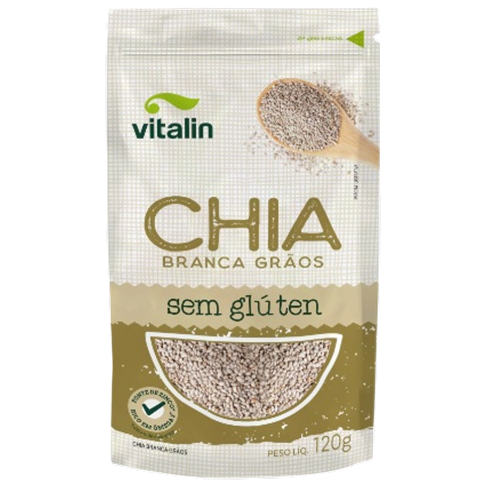 Chia em Grãos Branca Sem Glúten Vitalin 120g