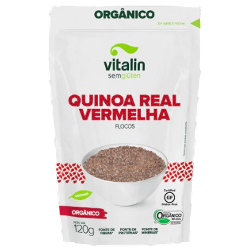 Kit 6X: Quinoa Real Vermelha em Flocos Orgânica Sem Glúten Vitalin 120g