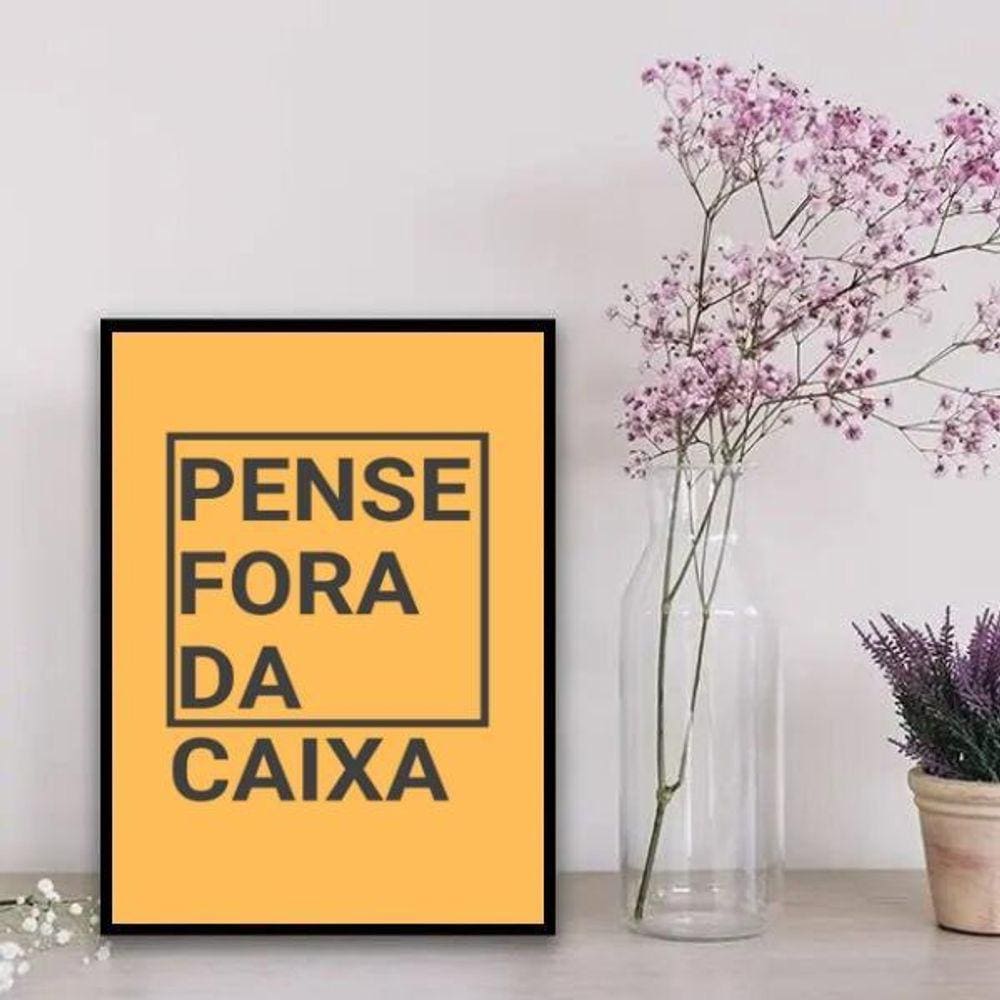 Quadro Decorativo Fora da Caixa - 45x34cm - Madeira Branca