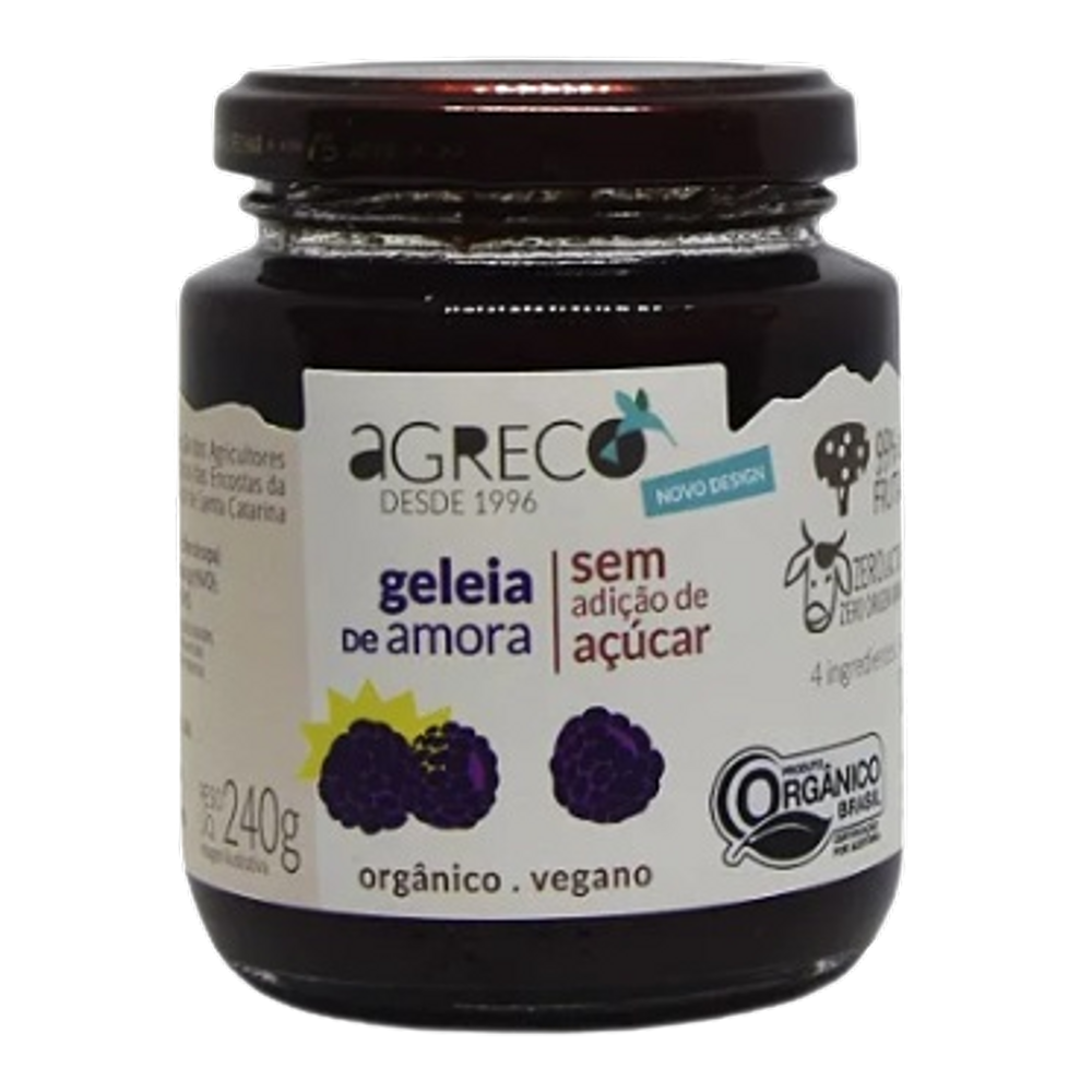 Kit 2X: Geleia de Amora Orgânica Sem Adição de Açúcar Agreco 240g