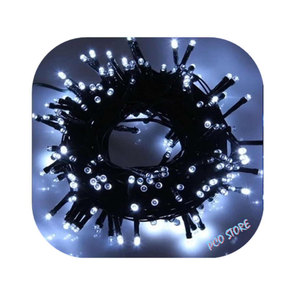 Cordão 300 Led 8 Funções Prova D`água 30 Metros Bivolt 31v Uso Externo Natal Branco Frio