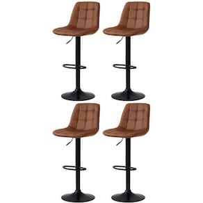 Kit 4 Banqueta Alta Elegance Estofada com Base Giratória e Regulagem de Altura - Marrom