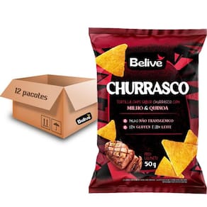 Tortilla Chips Churrasco 50g  12 Pacotes  - Snack Crocante