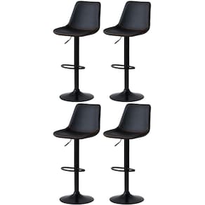 Kit 4 Banqueta Alta Vintage Estofada com Base Giratória e Regulagem de Altura - Preto