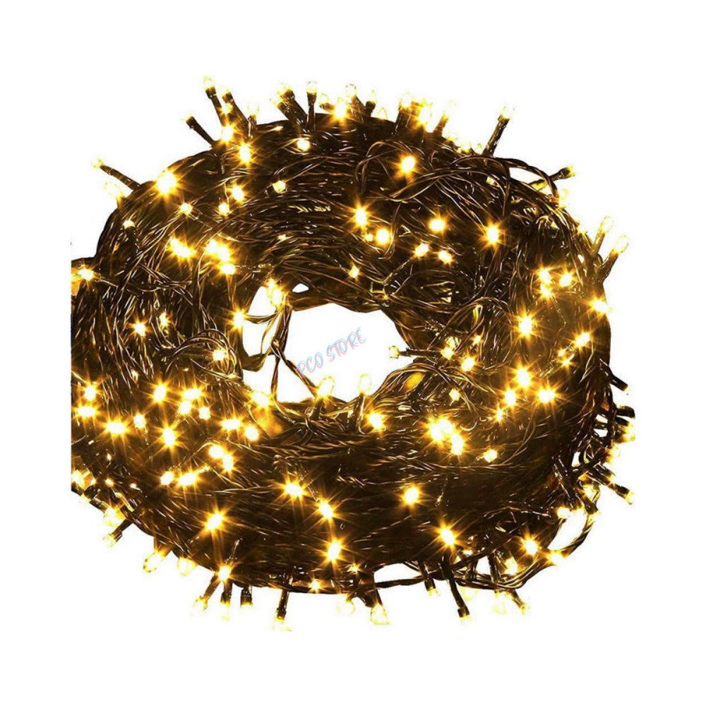 Cordão 300 Led Fixo 30 Metros Fio Verde Branco Quente Natal 220V