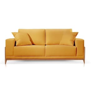 Sofá 2 Lugares Fixo Living Bellagio Suede Mostarda 20 1,90m