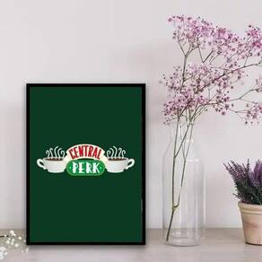 Quadro Café Central Perk 33x24cm - Vidro - Madeira Preta
