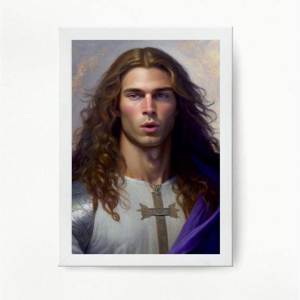 Quadro Decorativo Arcanjo Zadquiel 24x18cm - Vidro