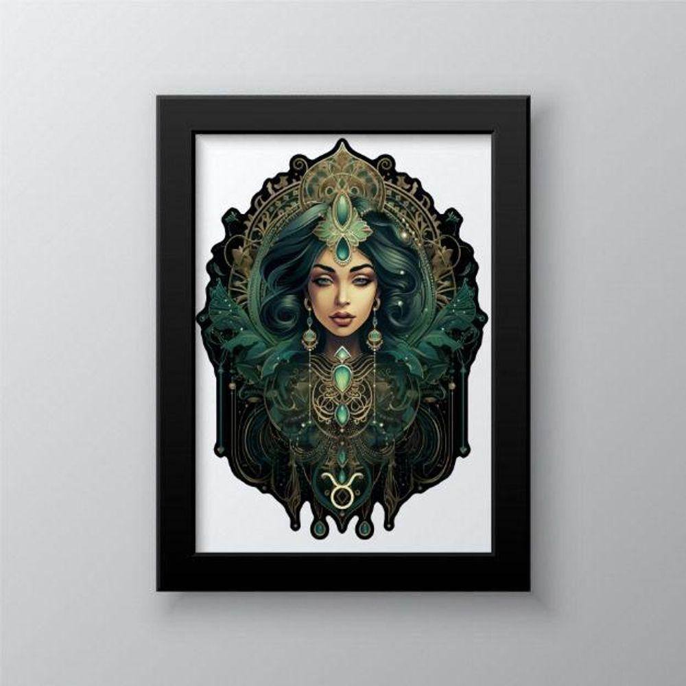 Quadro decorativo signo de touro 45x34cm - com vidro