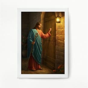 Quadro Jesus batendo porta - 24x18cm - Moldura preta