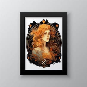 Quadro Decorativo Sagitário 24x18cm - Moldura Branca