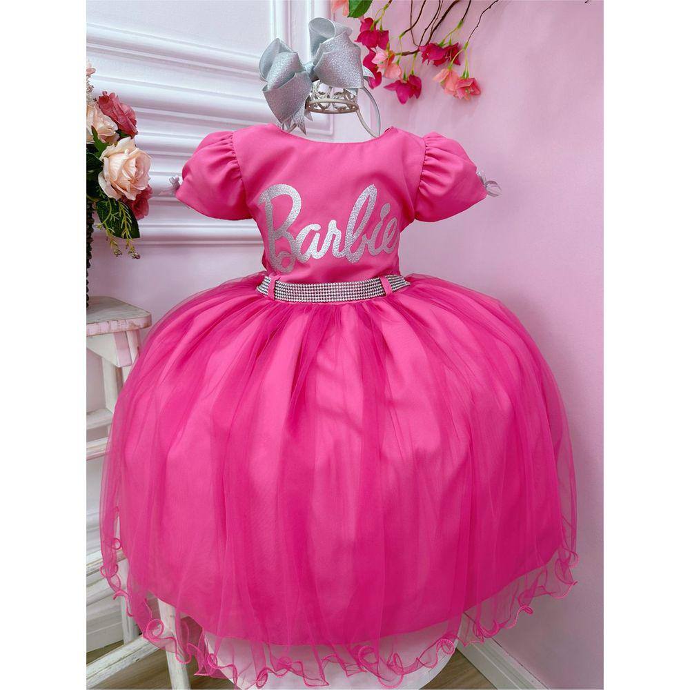 Vestido Infantil Rosa Barbie  Luxo Festa Aniversário - Encontro das  Princesas