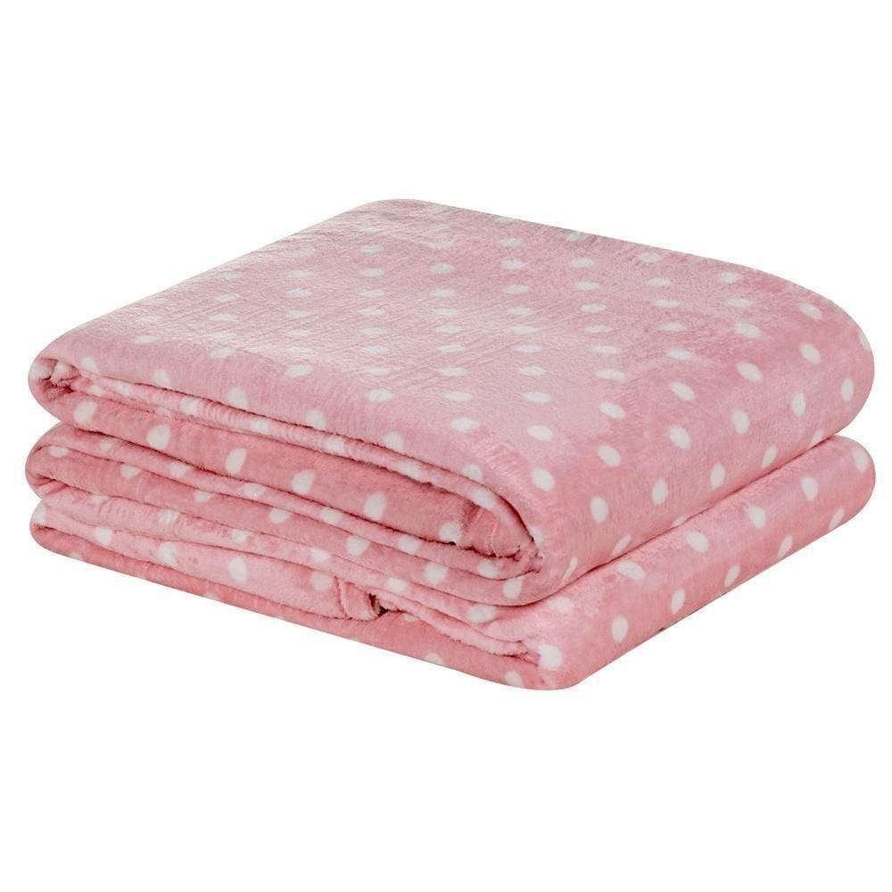 Manta Estampada Petit Poá Solteiro 01 Peça - Rosa