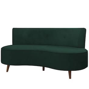 Sofá 2 Lugares Para Sala Living 135cm Pés Palito Korah K04 Veludo Verde - Mpozenato