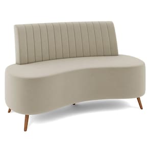 Sofá 2 Lugares Para Sala Living 135cm Pés Palito Tamar K04 Veludo Bege - Mpozenato
