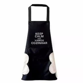 Kit 03 Avental de Cozinha com Seca Mãos Bolso Uniforme Preto