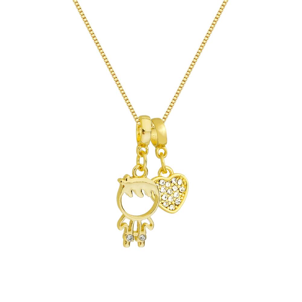 Colar Pingente Menino Filho Garoto Banhado a Ouro 18k