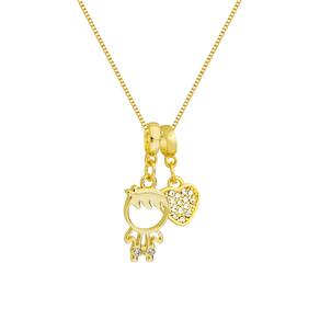 Colar Pingente Menino Filho Garoto Banhado a Ouro 18k