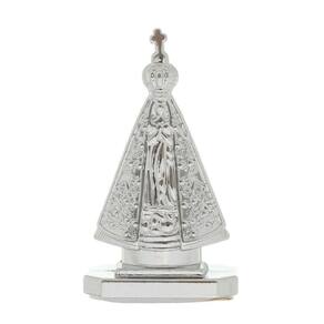 Pedestal de Nossa Senhora Aparacida para Painel de Carro Prata