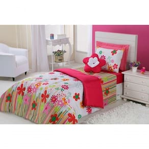 Edredom Estampado Infantil Kids Solteiro 01 Peça - Garden Pink