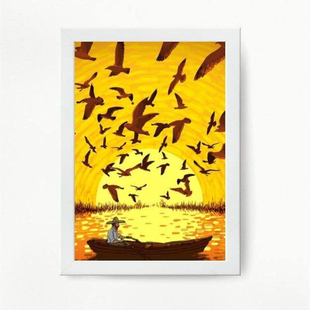 Quadro Decorativo Van Gogh 45x34cm - Moldura Madeira Branca