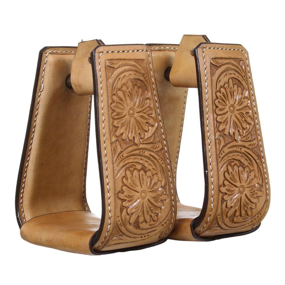 Estribo Revestido em Couro Bordado Floral Rodeo West 34100