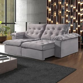 Sofá Retrátil e Reclinável 210cm M147 Cinza