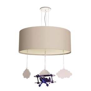 Luminária de Teto Pendente Infantil Avião 40cm Cinza6212