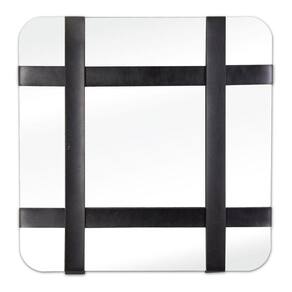 Espelho Decorativo Chess Cantos Com Corino Preto 50X50 Cm