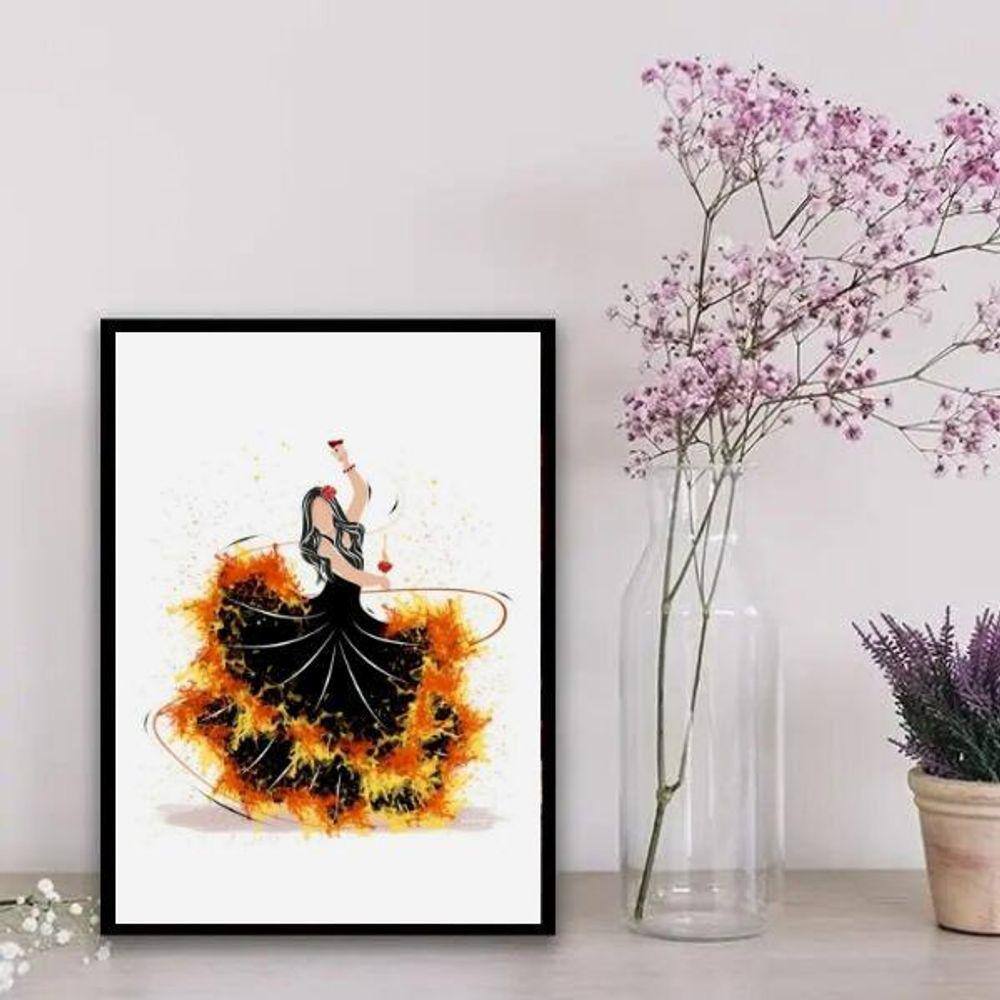 Quadro decorativo umbandista cigana 33x24cm - Moldura branca