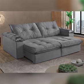 Sofá Retrátil e Reclinável 210cm M164 Cinza Escuro