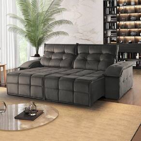 Sofá Retrátil e Reclinável 250cm 2 Lugares M122 Cinza Escuro
