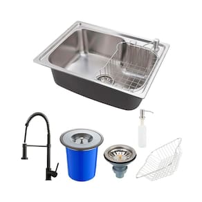 Cuba para Cozinha Aço Inox com Lixeira e Acessórios Matis e Torneira Monocomando Envira Pingoo.casa - Preto