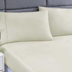 Jogo Lençol 400 Fios Ponto Palito Cama Queen 3pçs Poliéster - Caqui