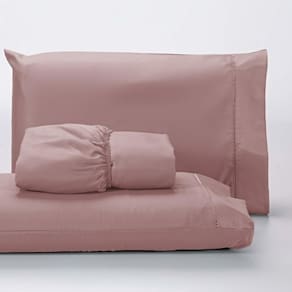 Jogo Lençol 400 Fios Ponto Palito Cama Solteiro 2pçs Poliéster - Rose