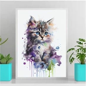 Quadro Decorativo Baby Cat 45x34cm - Madeira Branca