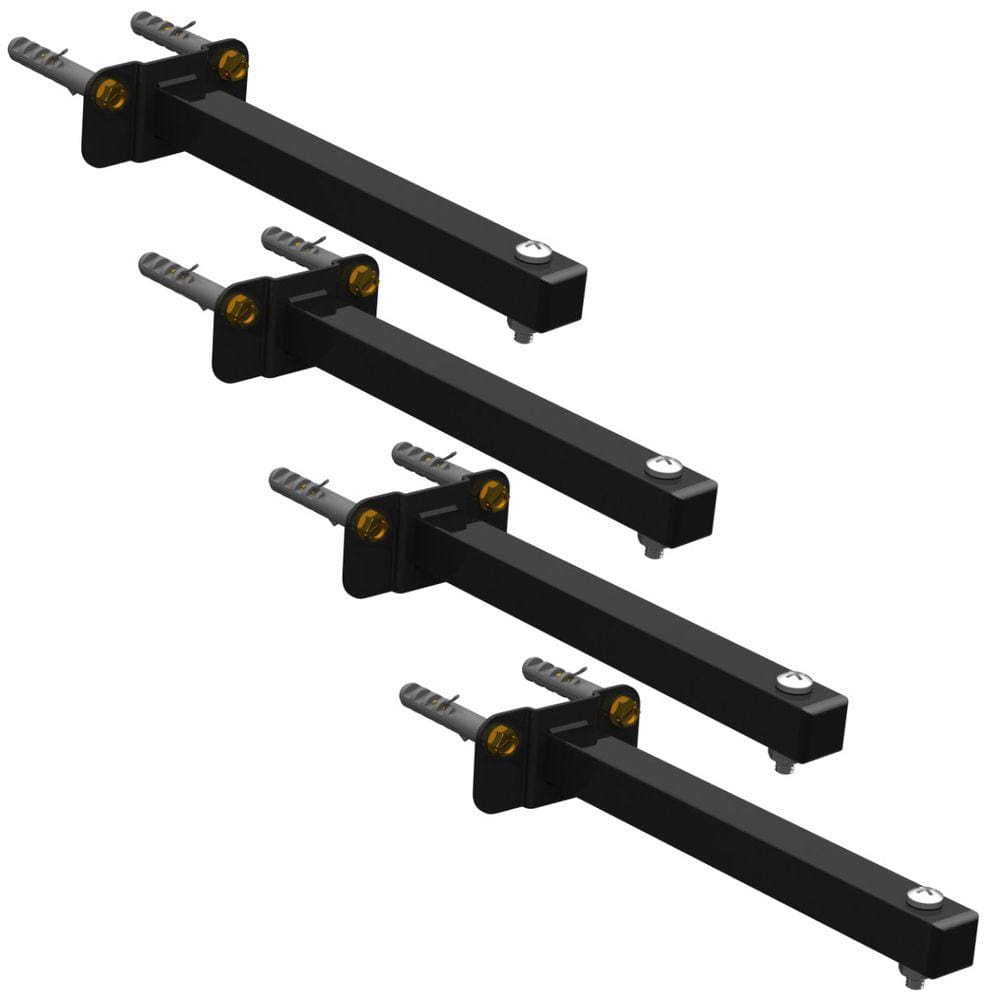 SUPORTE REFLETOR BASE RETA BRAÇO 20 cm Preto 4 Cjts