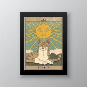 Quadro Tarot Sol Gato 45x34cm - Decoração para Quarto e Sala