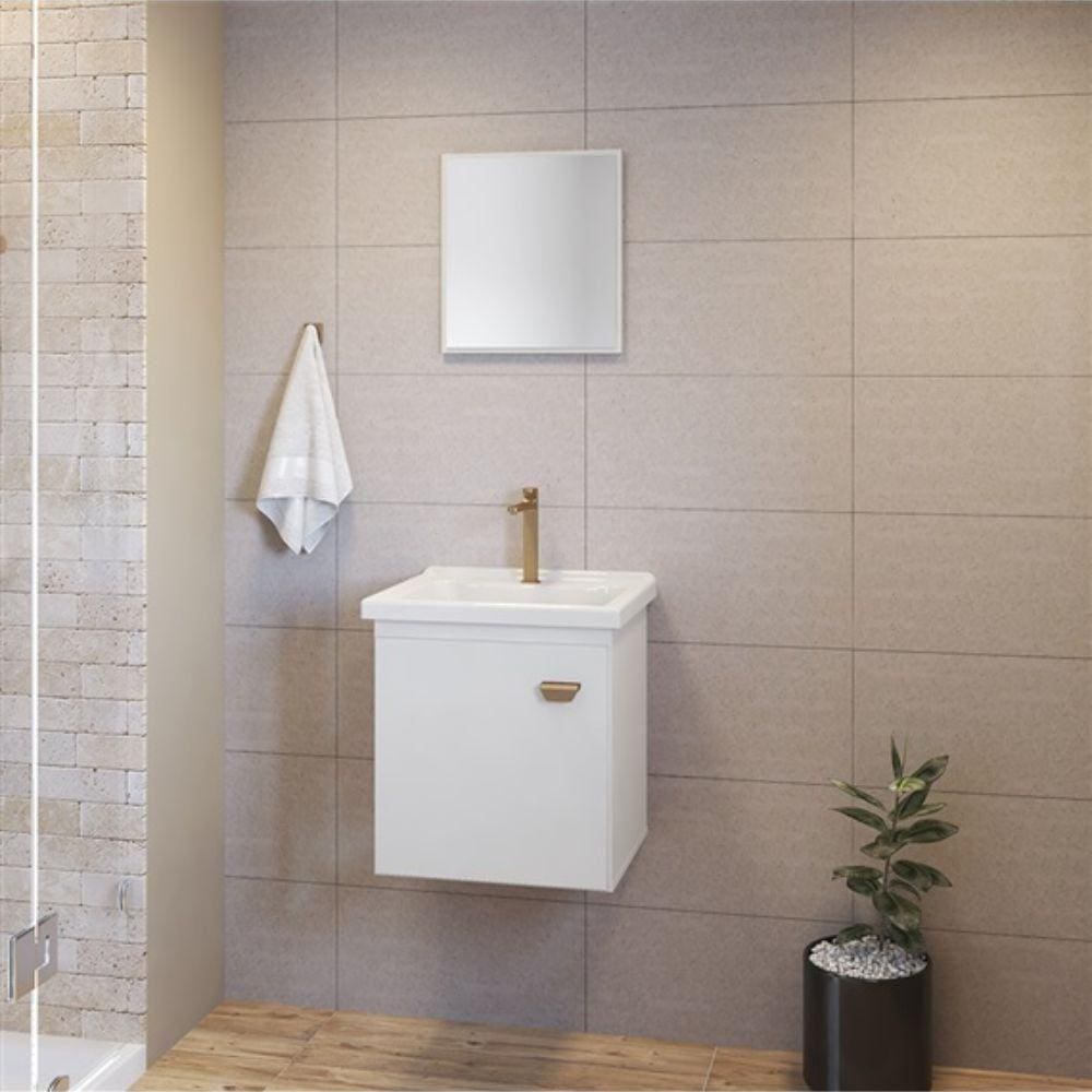 Balcão Banheiro Gaam Aura Suspenso 40cm Branco
